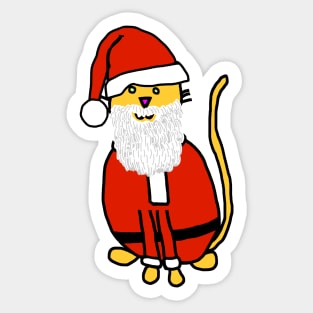 Yellow Christmas Cat in Santa Suit Sticker